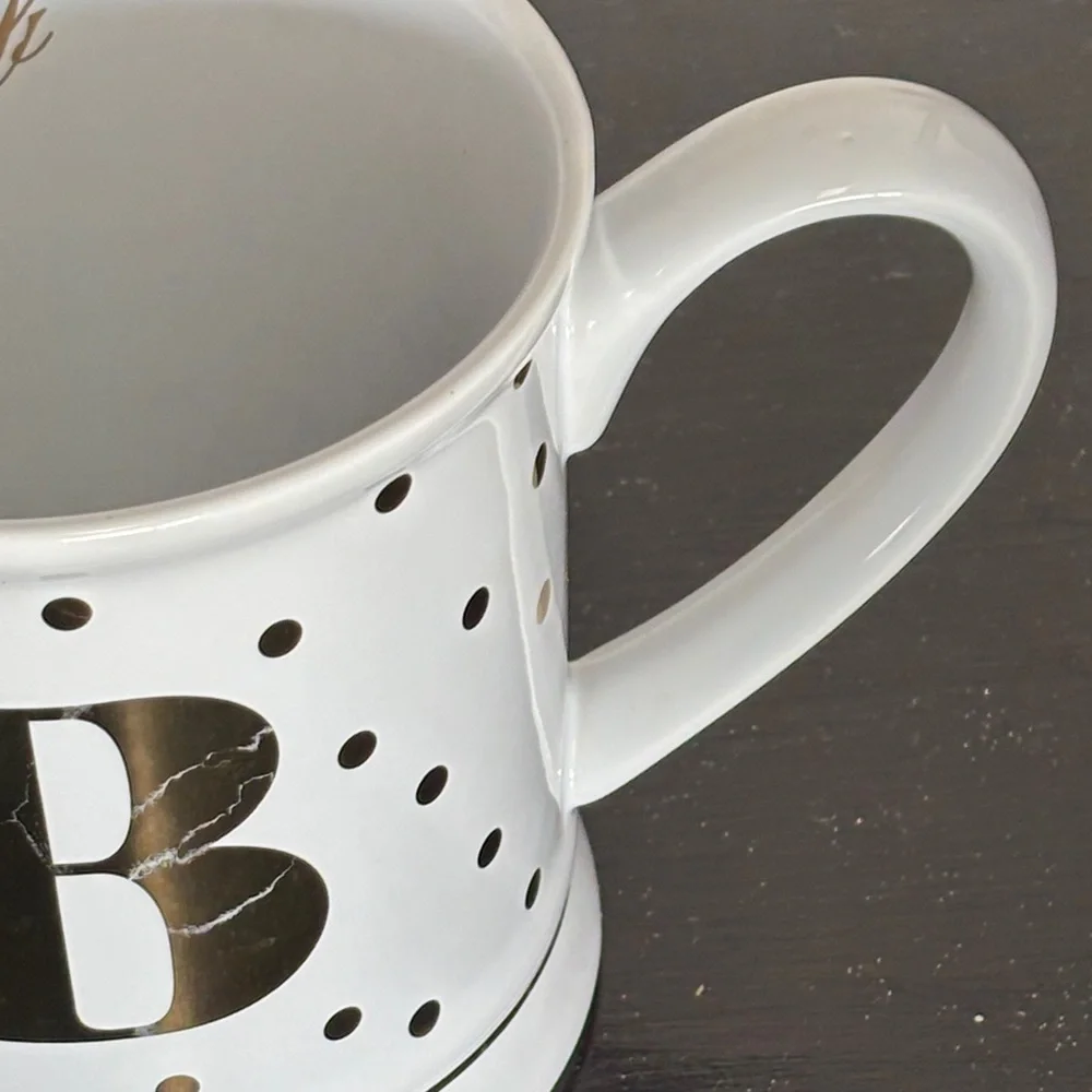 Pier 1 Imports Polka Dot Monogram Mug - White and Gold